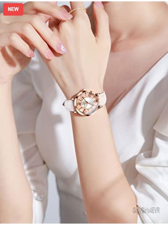 Vintage Leather Strap Dress Watch with Roman Numerals Quartz Movement Water main image 5
